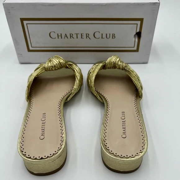 CHARTER CLUB - Syda Flat Sandal in Gold - Picture 4 of 6
